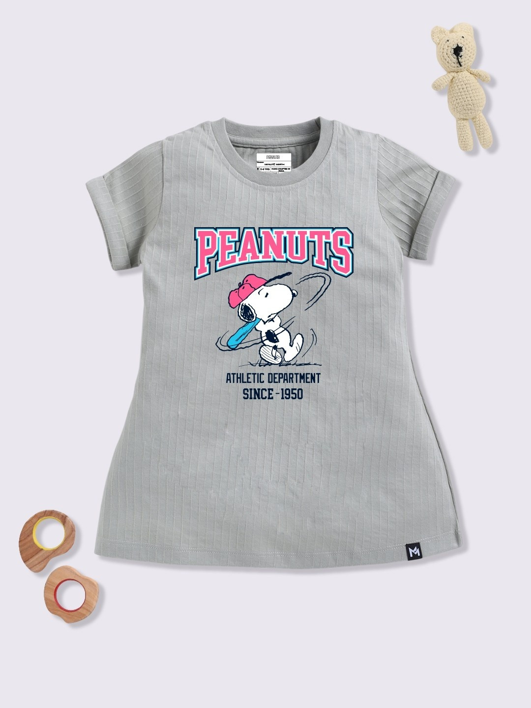 YK X Minute Mirth Girls Peanuts Printed A-Line Dress