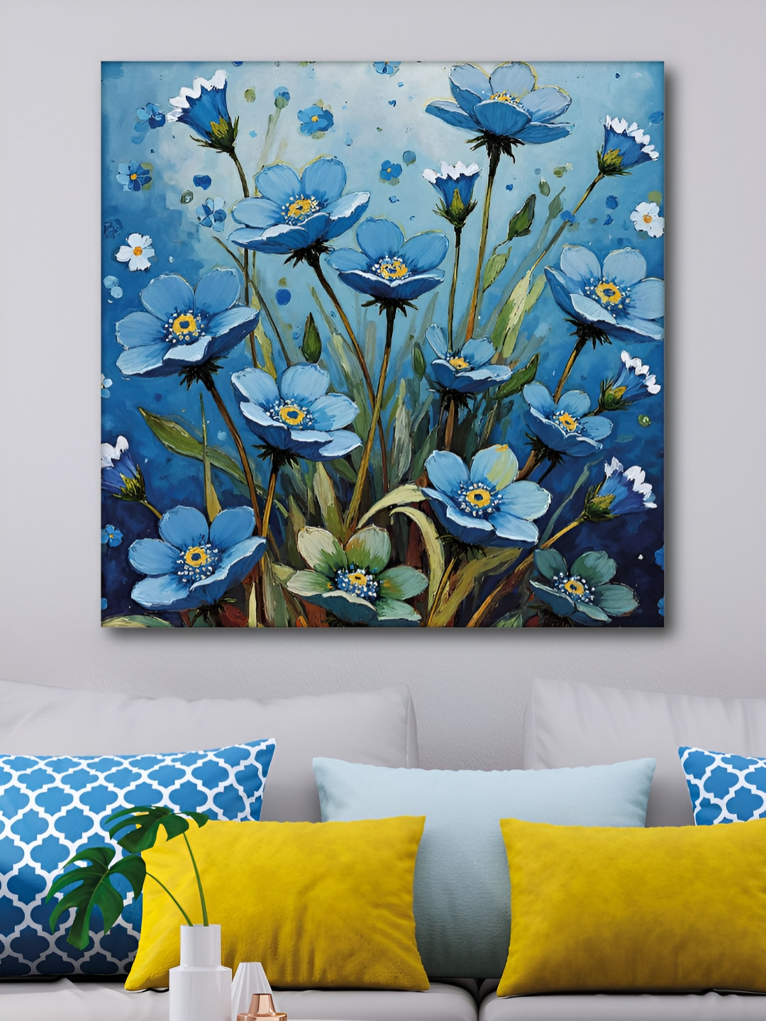 Aura Green & Blue Floral Wall Art