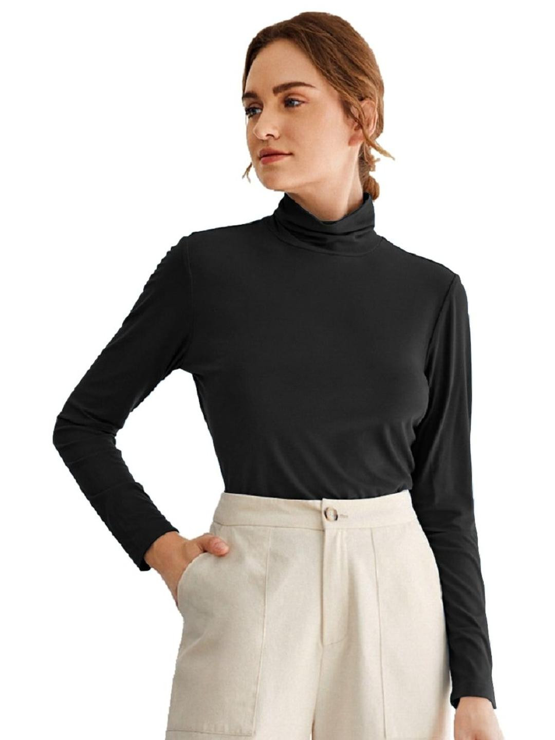 FABRICORN Women Turtle Neck Cotton Fitted long Top