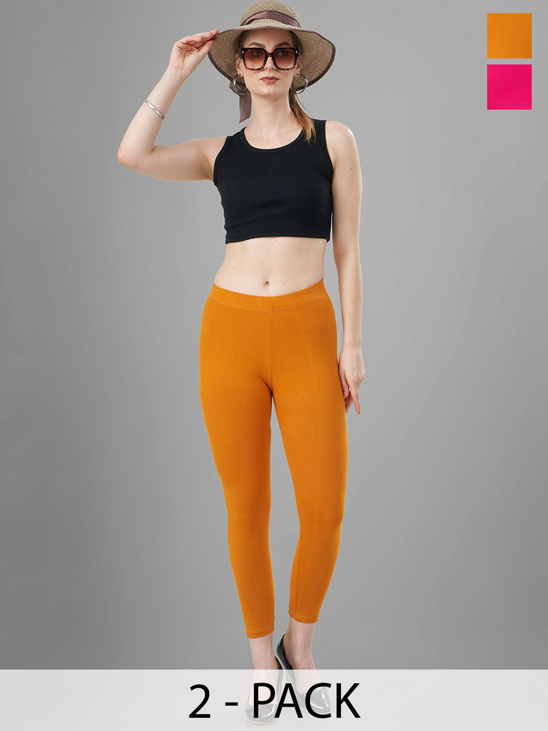 T19 Pack Of 2 4-Way Stretchable Ankle Length Leggings