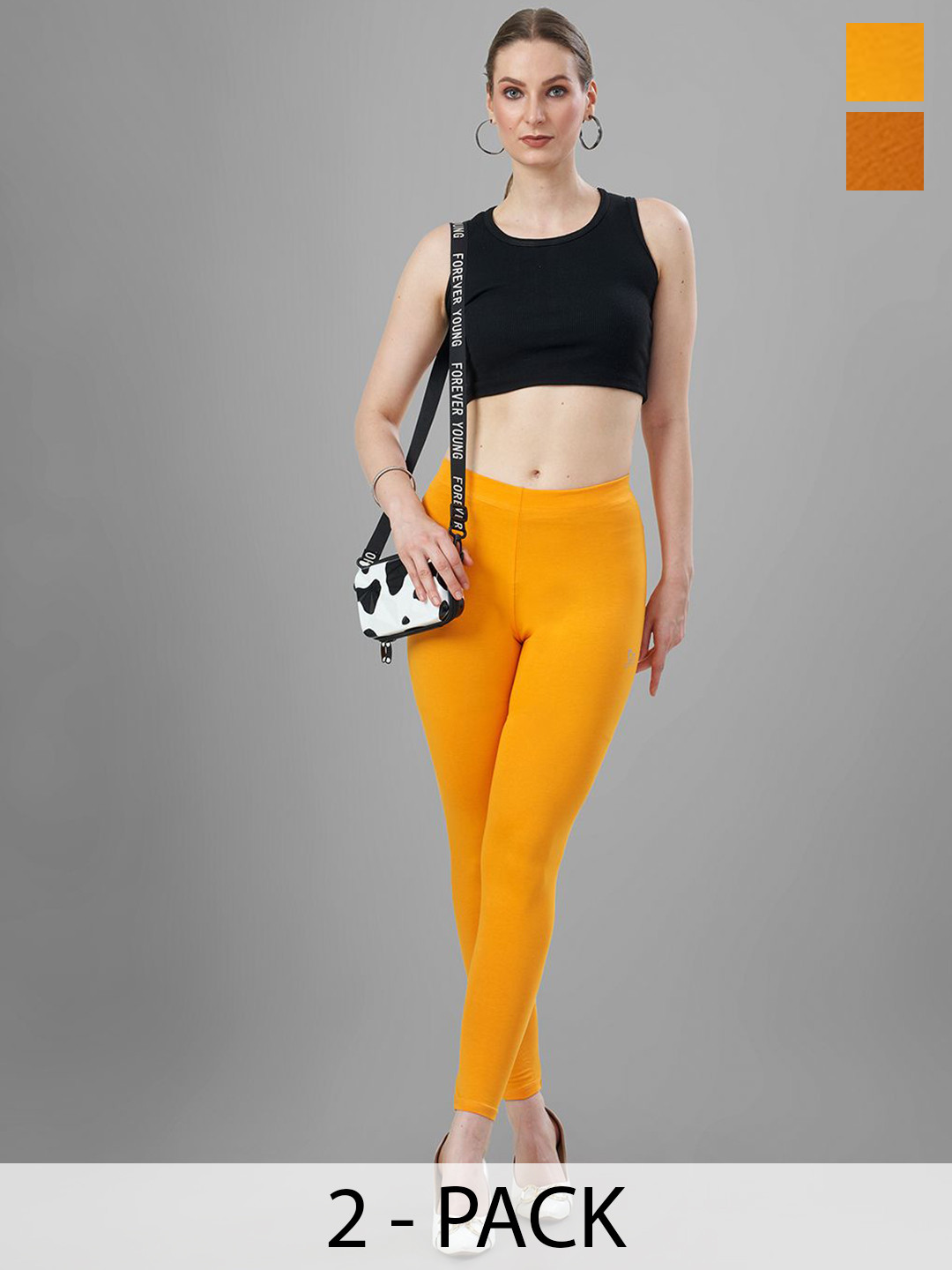 T19 Pack Of 2 4-Way Stretchable Ankle Length Leggings