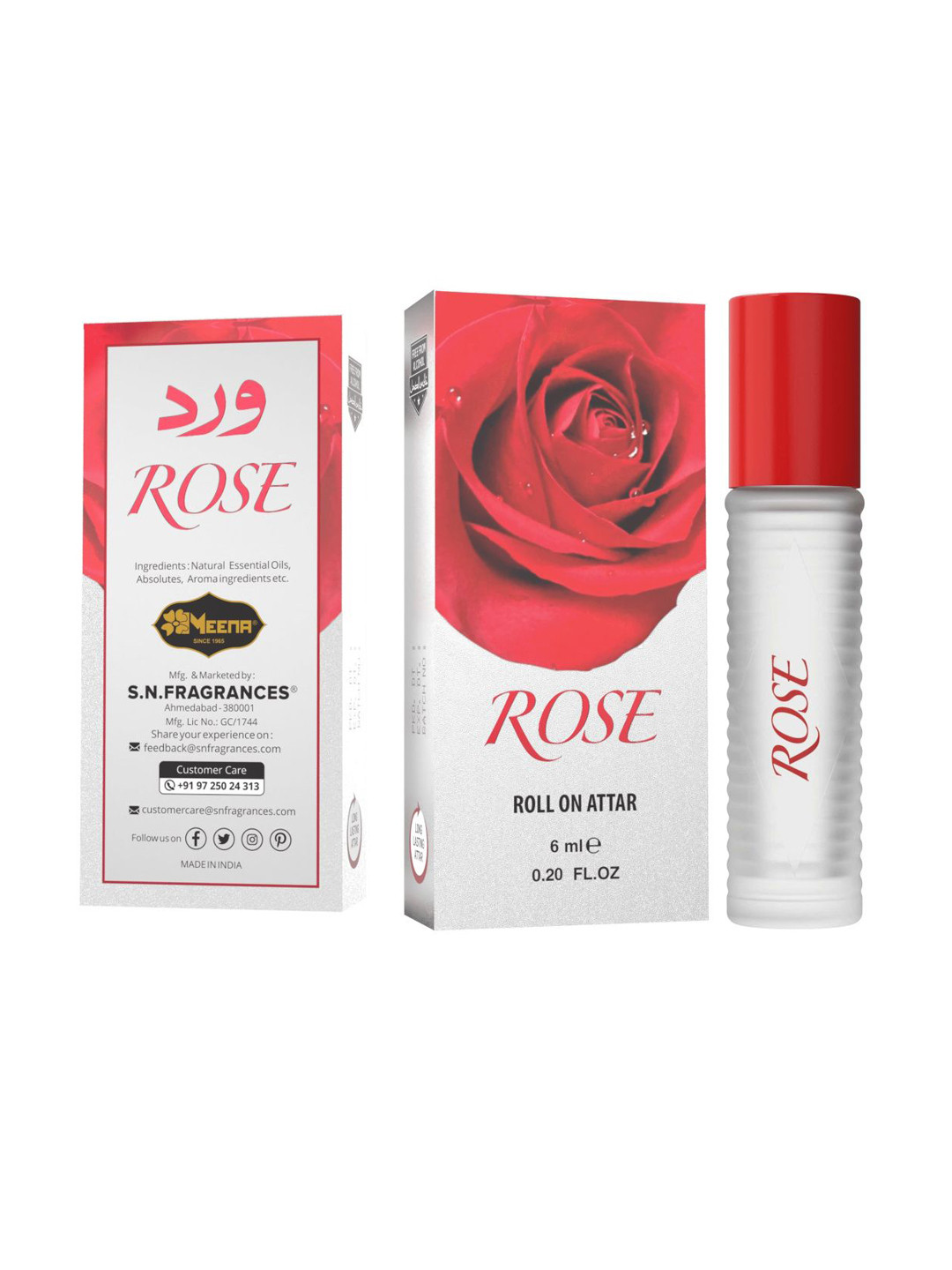 MEENA Rose Long Lasting Roll On Attar - 6 ml