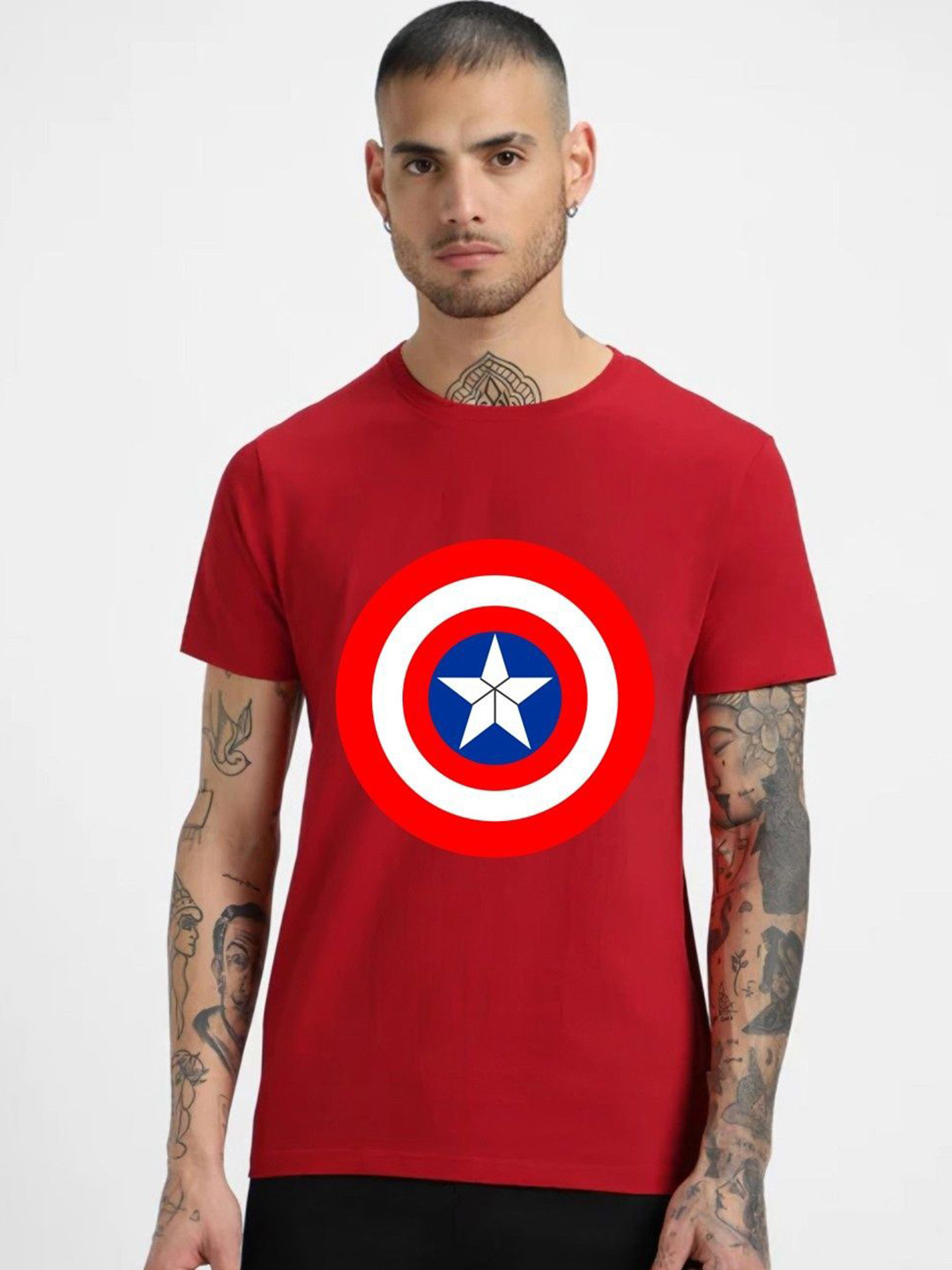HESHA Superhero Graphic Printed Round Neck Regular Fit T-shirt