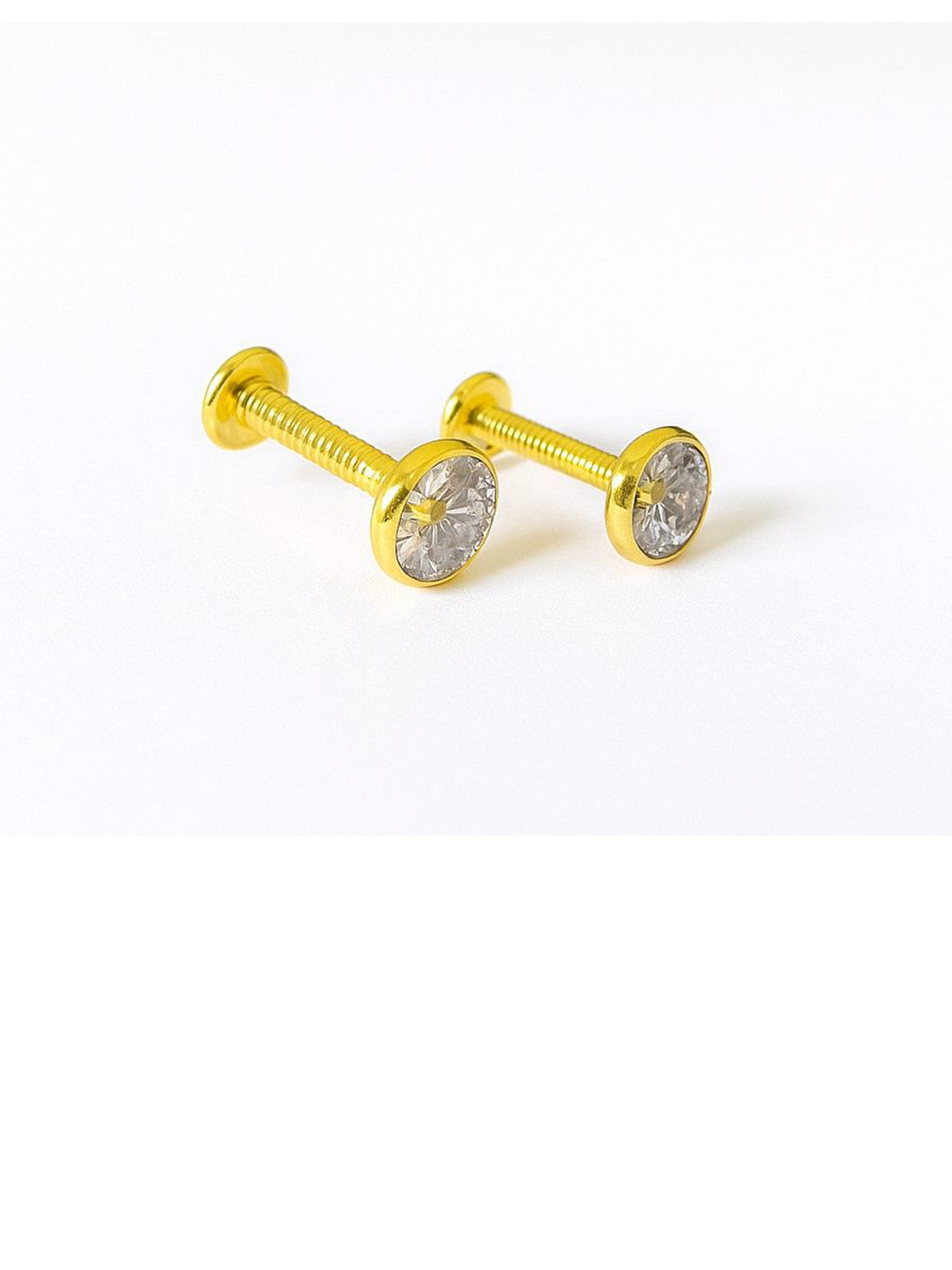 maan Gold-Plated American Diamond Studded Circular Shaped Studs