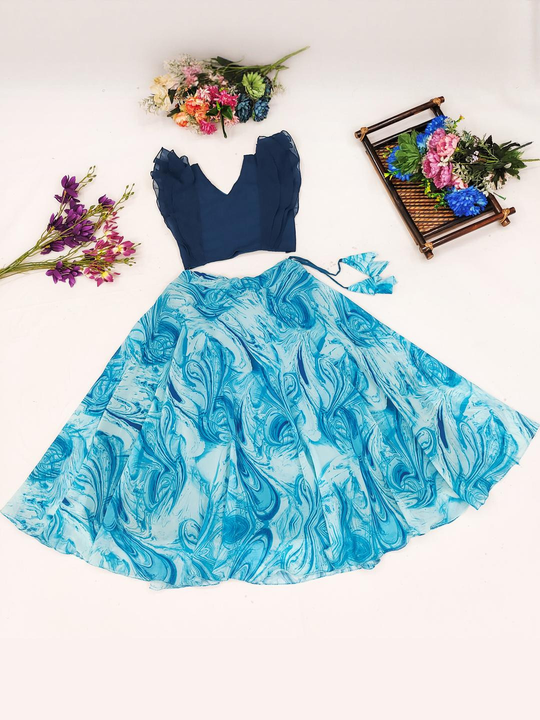 RJ ONLINE Ready To Wear Poly Georgette Lehenga Choli