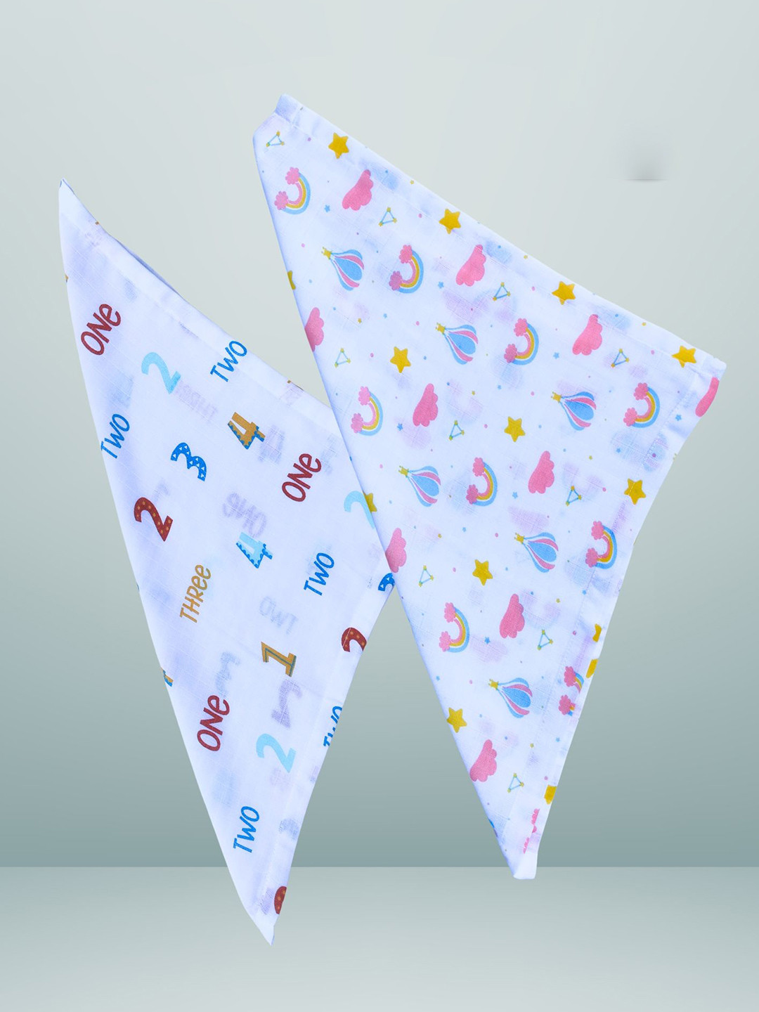 BAESD Infants Set Of 2 Printed Organic Muslin Cotton Wash Cloths