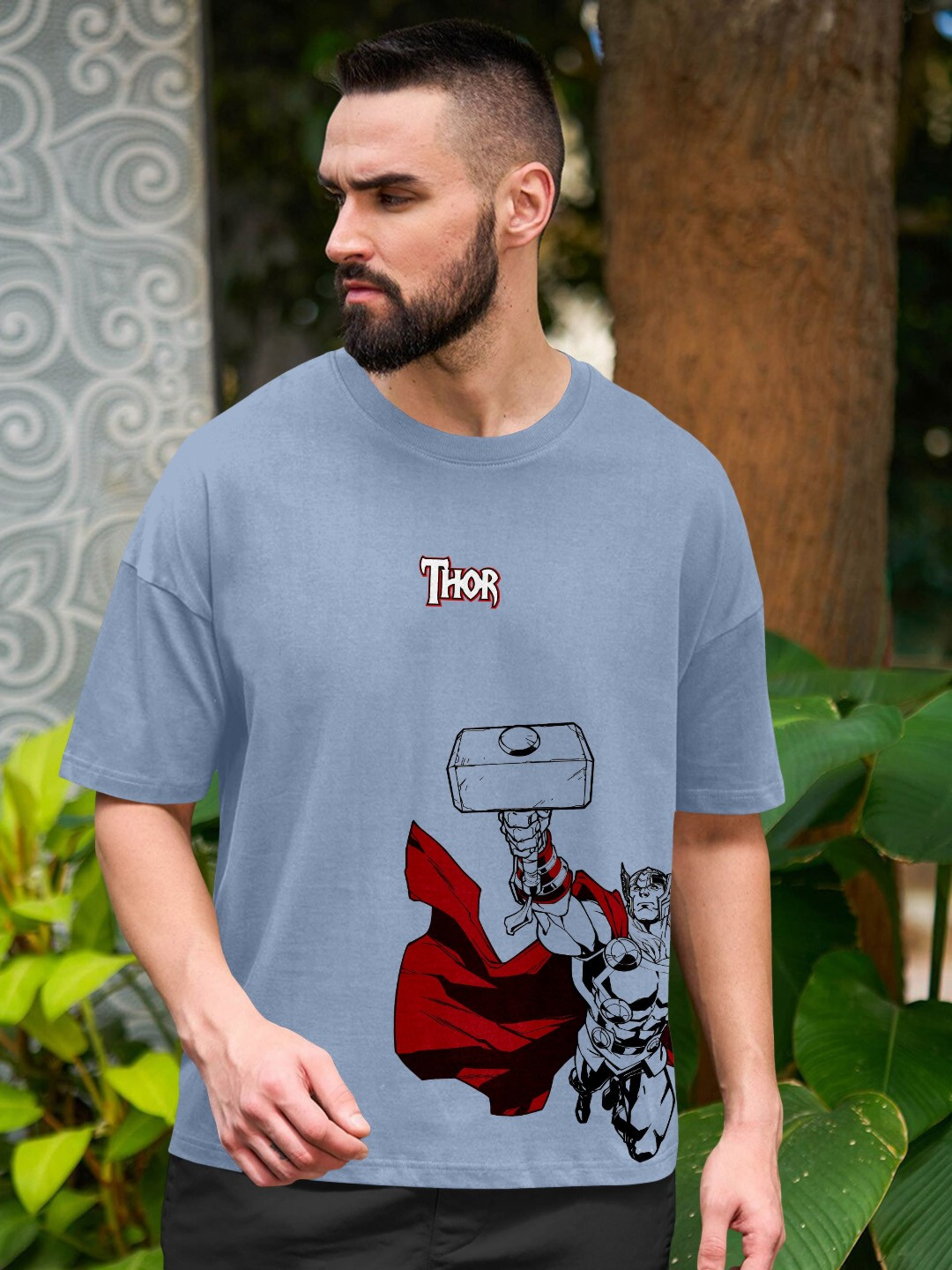 Metronaut Men Thor Superhero Printed Round Neck Cotton Oversized T-shirt