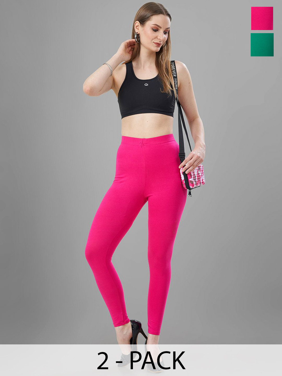 T19 Pack Of 2 4-Way Stretchable Ankle Length Leggings