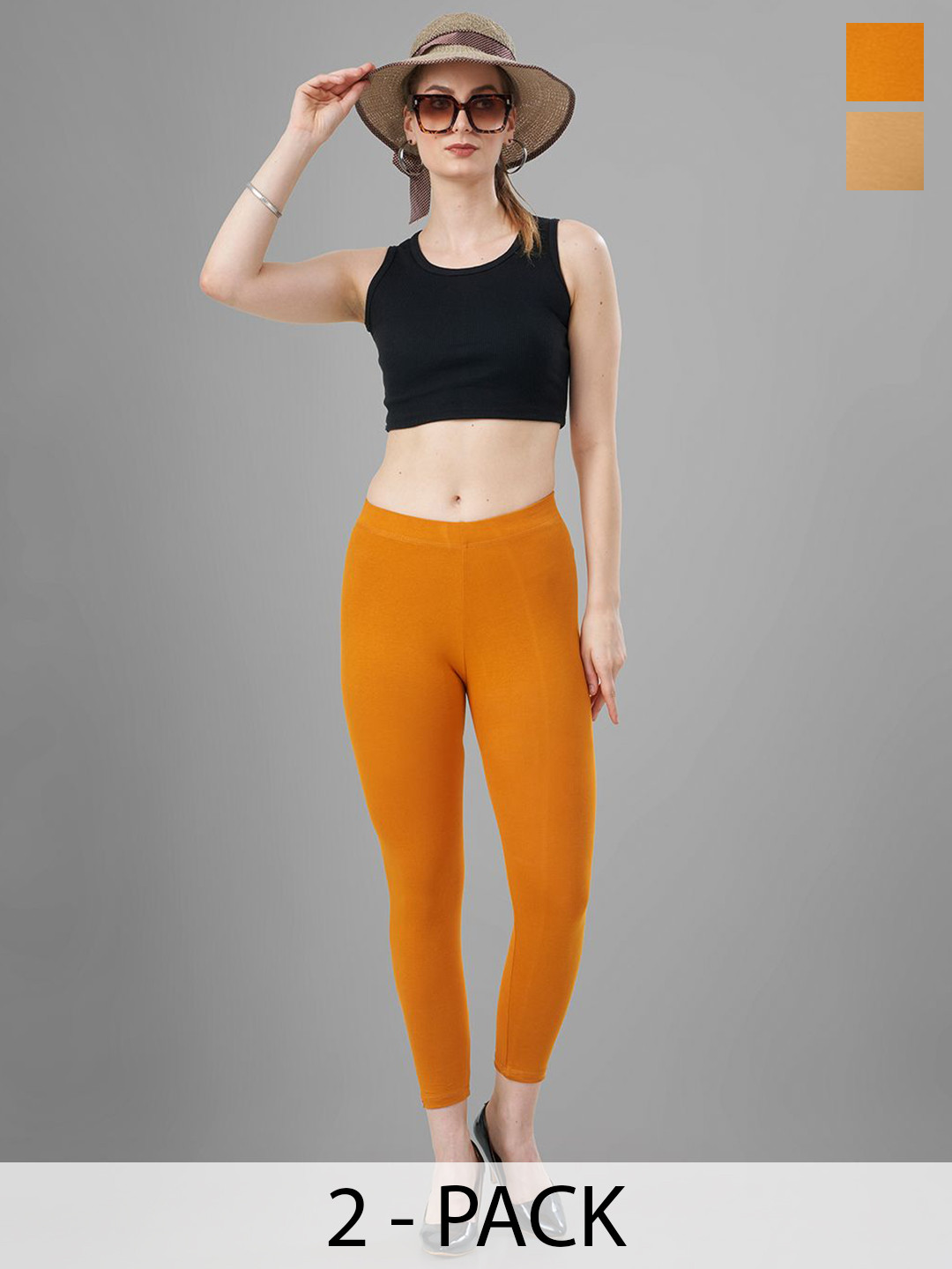 T19 Pack Of 2 4-Way Stretchable Ankle-Length Leggings