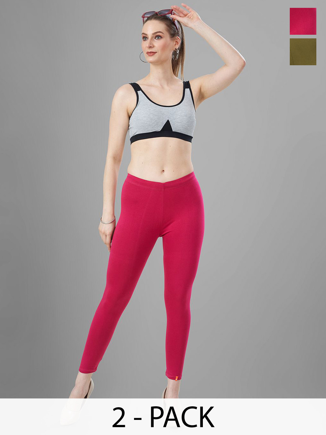 T19 Pack Of 2 4-Way Stretchable Ankle-LengthLeggings