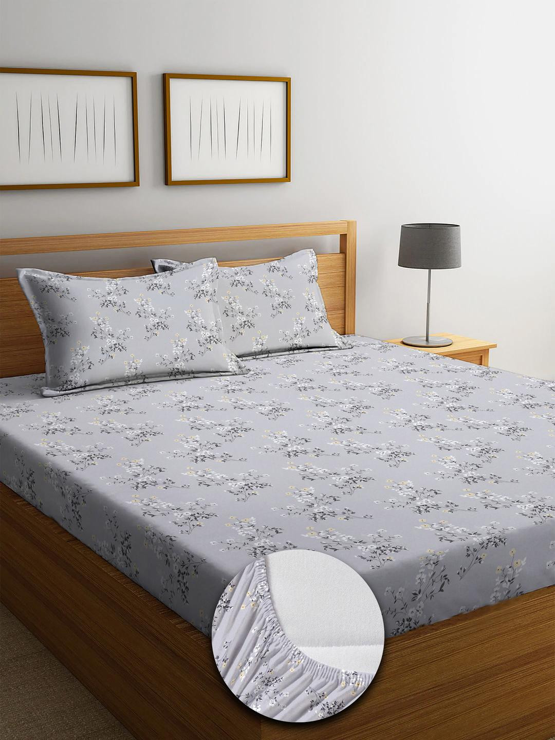 kurry home furnishing Printed King Size Fitted Bedsheet Set