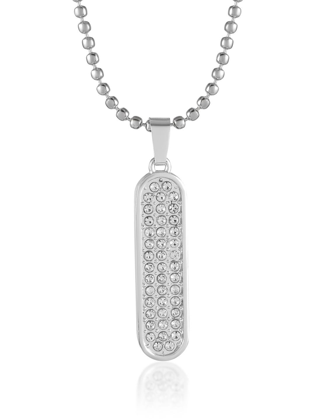 Morir Brass Silver Plated Cubic Zirconia CZ Pendant Necklace for Men Women