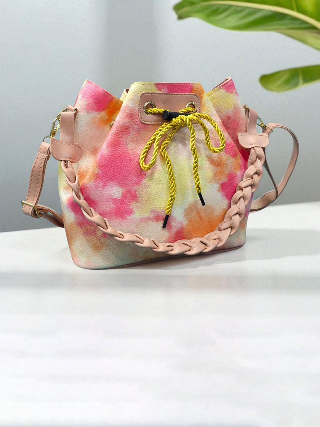 ROYAL CHAALS Brand Logo Self Design Buckle Bucket Handheld Bag