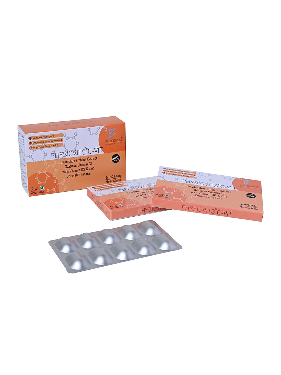 Physiovits  Set Of 3 C-VIT Chewable Tablets Immunity Supplement-10 Tablets Each