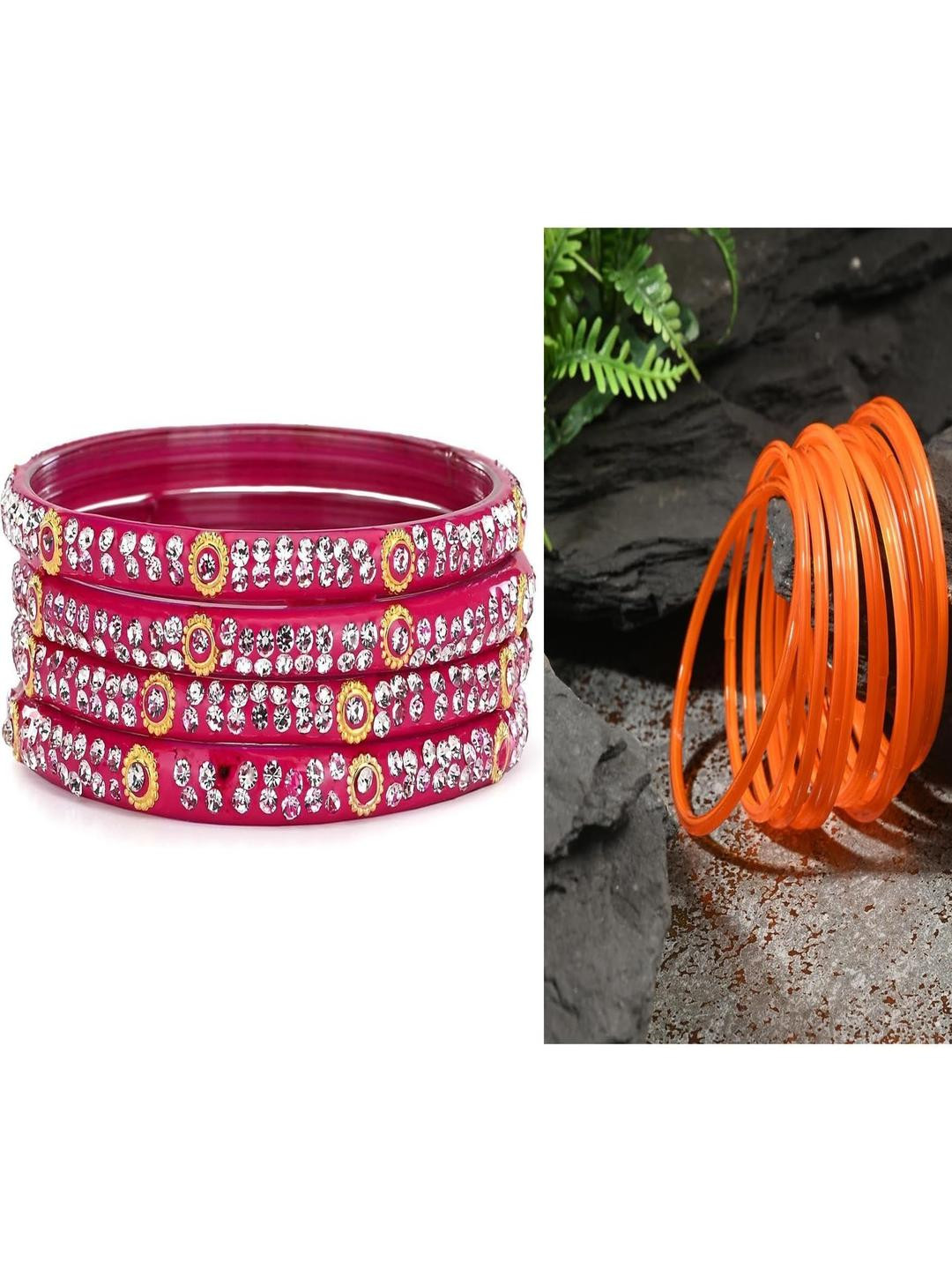 SOMIL Set of 16 Pink Alloy Bangles