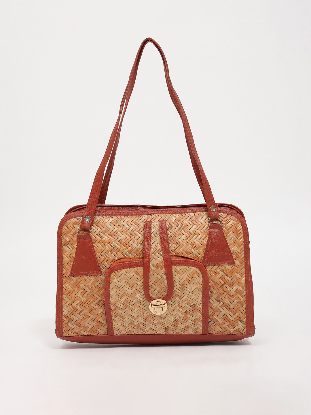 Exotic India Structured Shoulder Bamboo Bag with Quilted