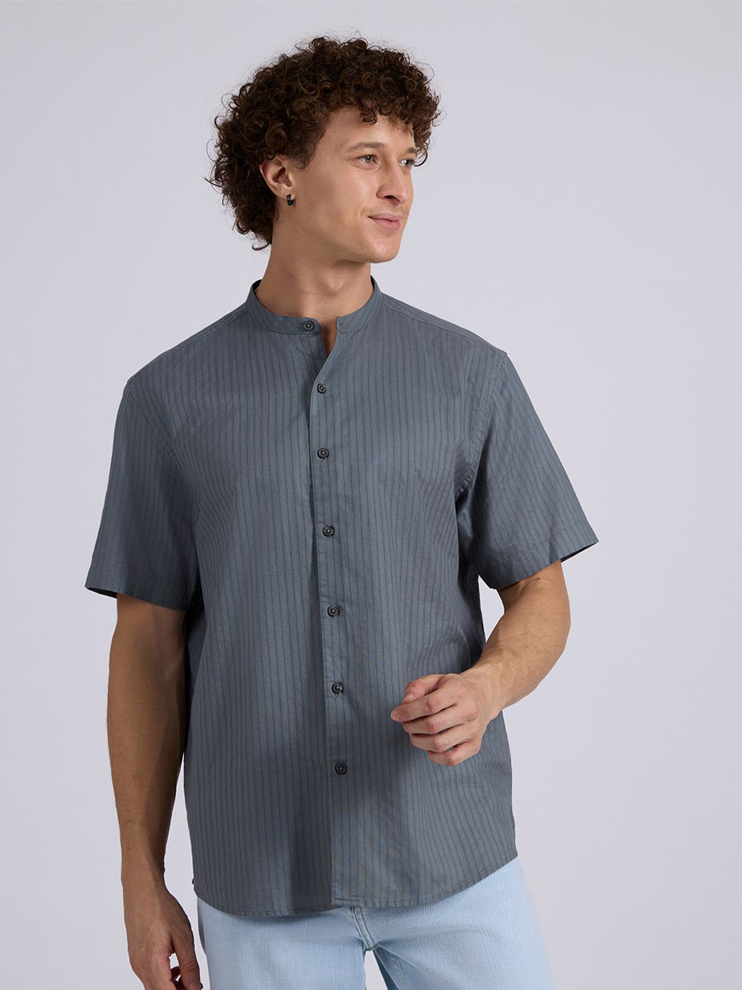 Espanshe Zabriel Vertical Striped Short Sleeves Pure Cotton T-shirt