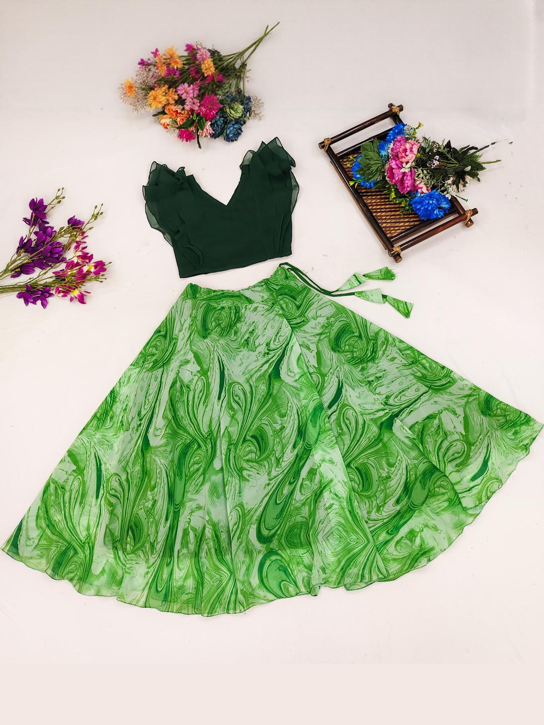 RJ ONLINE Ready To Wear Poly Georgette Lehenga Choli