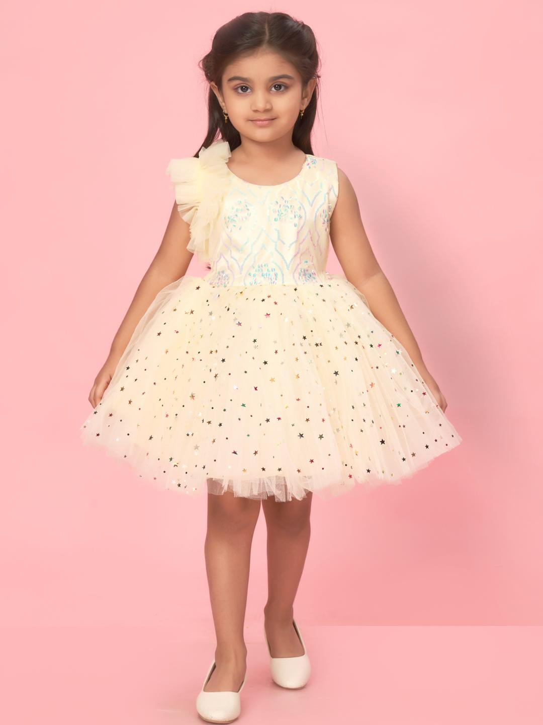 Muhuratam Yellow Nylon Dresses