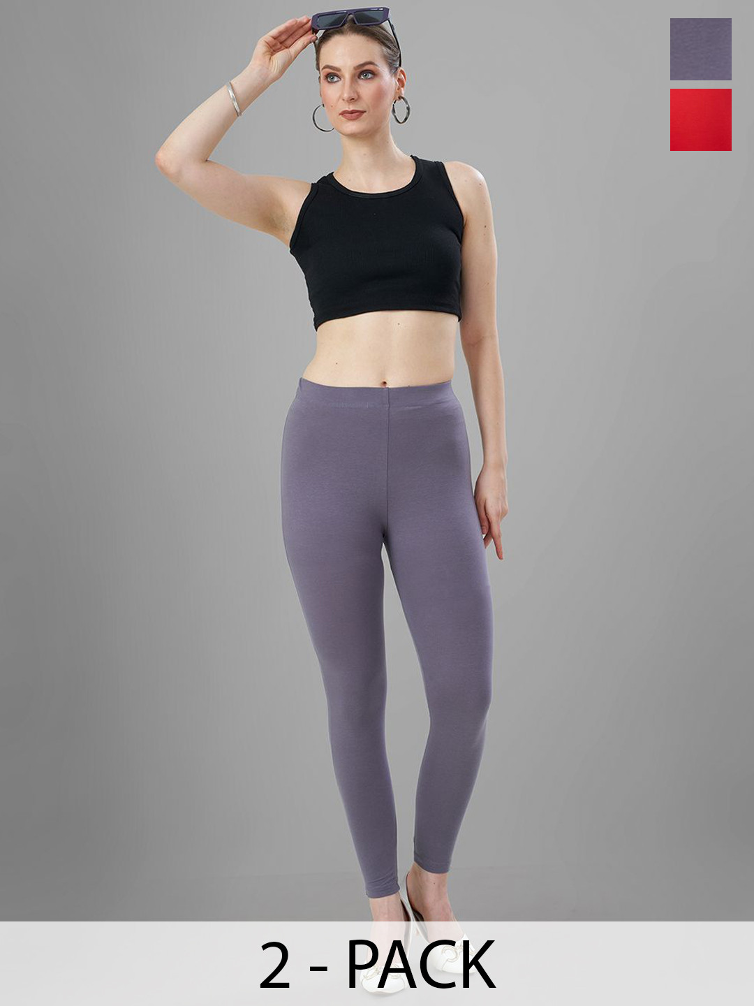 T19 Pack Of 2 4-Way Stretchable Ankle Length Leggings