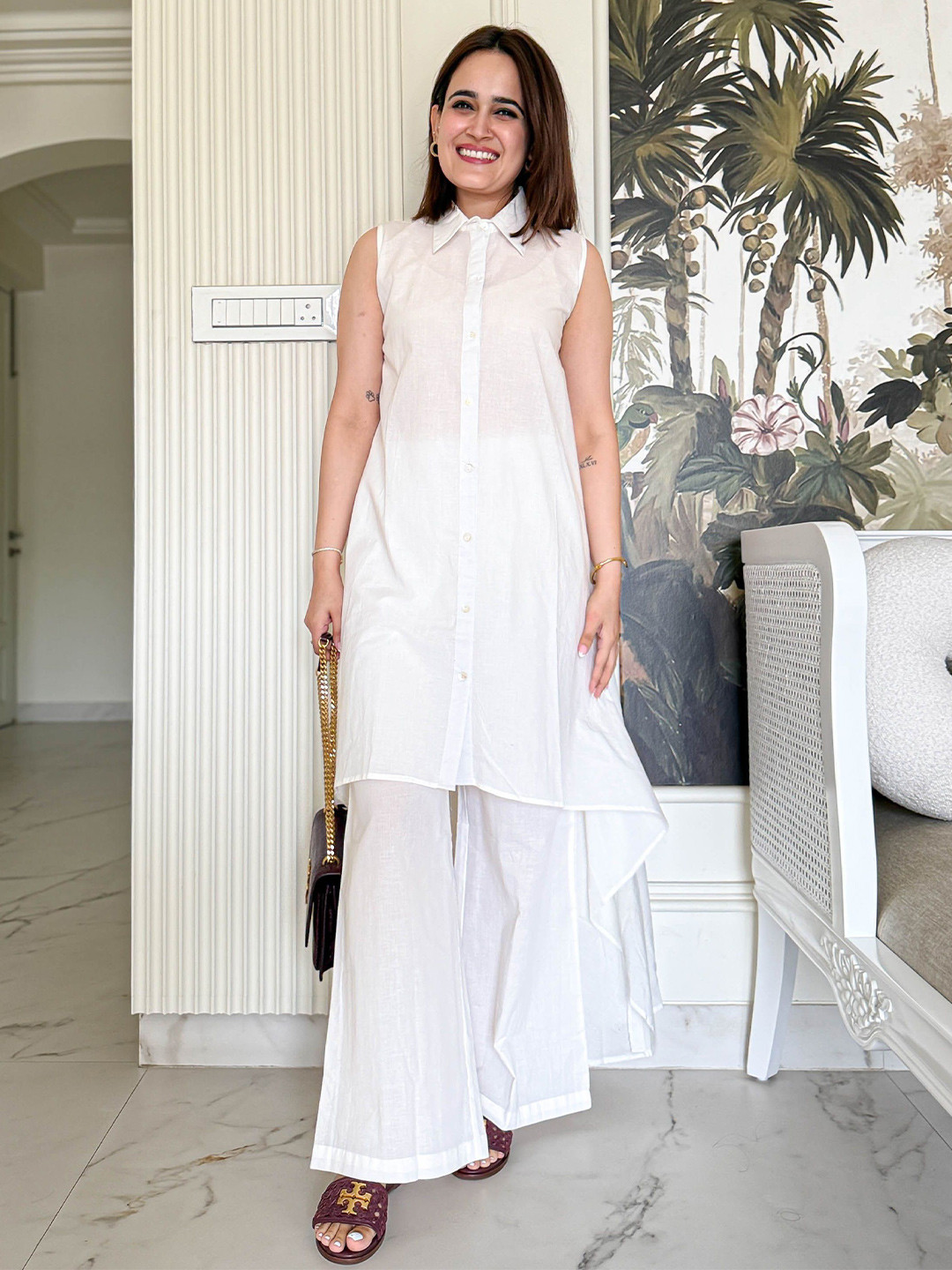 Bunaai Shirt Collar Tunic With Palazzo Flair Affair Co-Ords