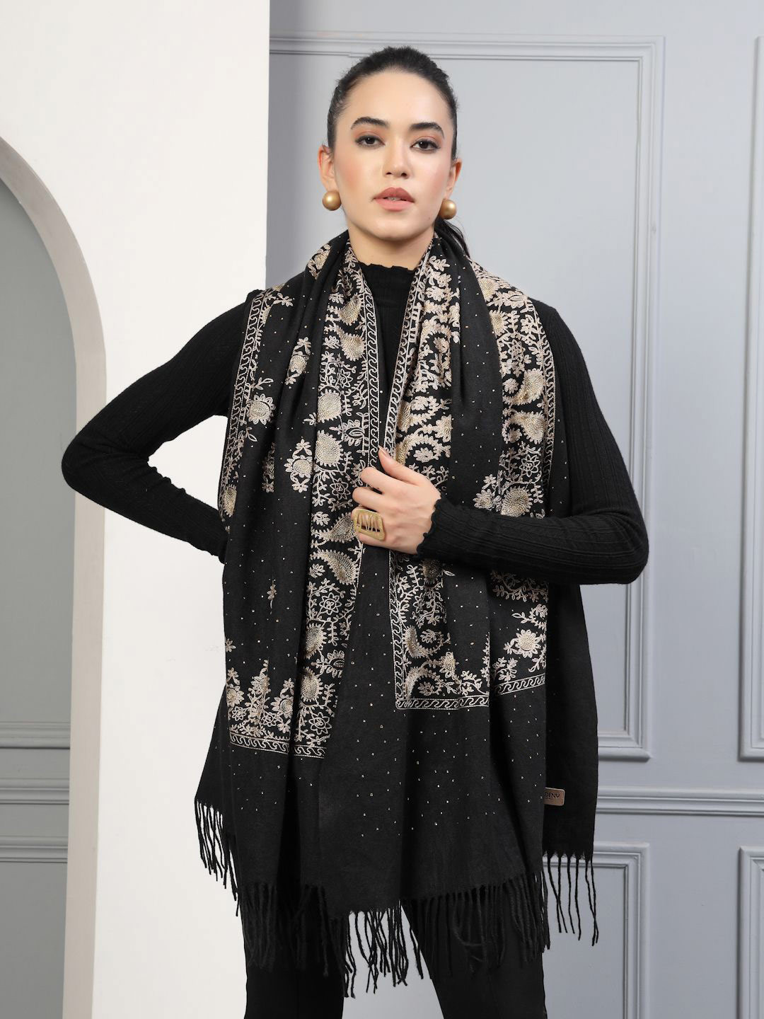 Mafadeny Women Paisley Embroidered and Beaded Stole