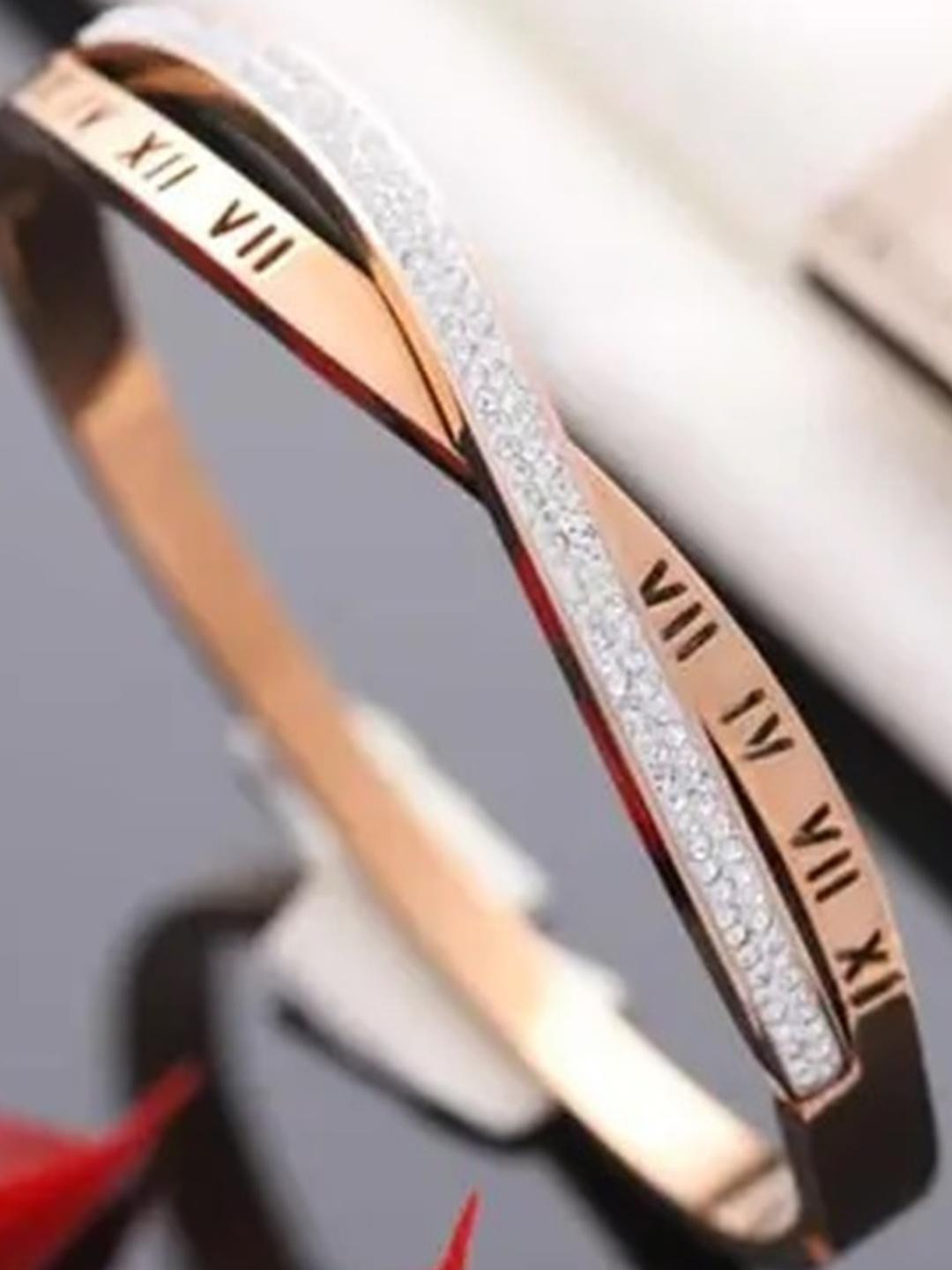 Jewels Roman Numbers Stone Studded Bracelet For Women and Girl