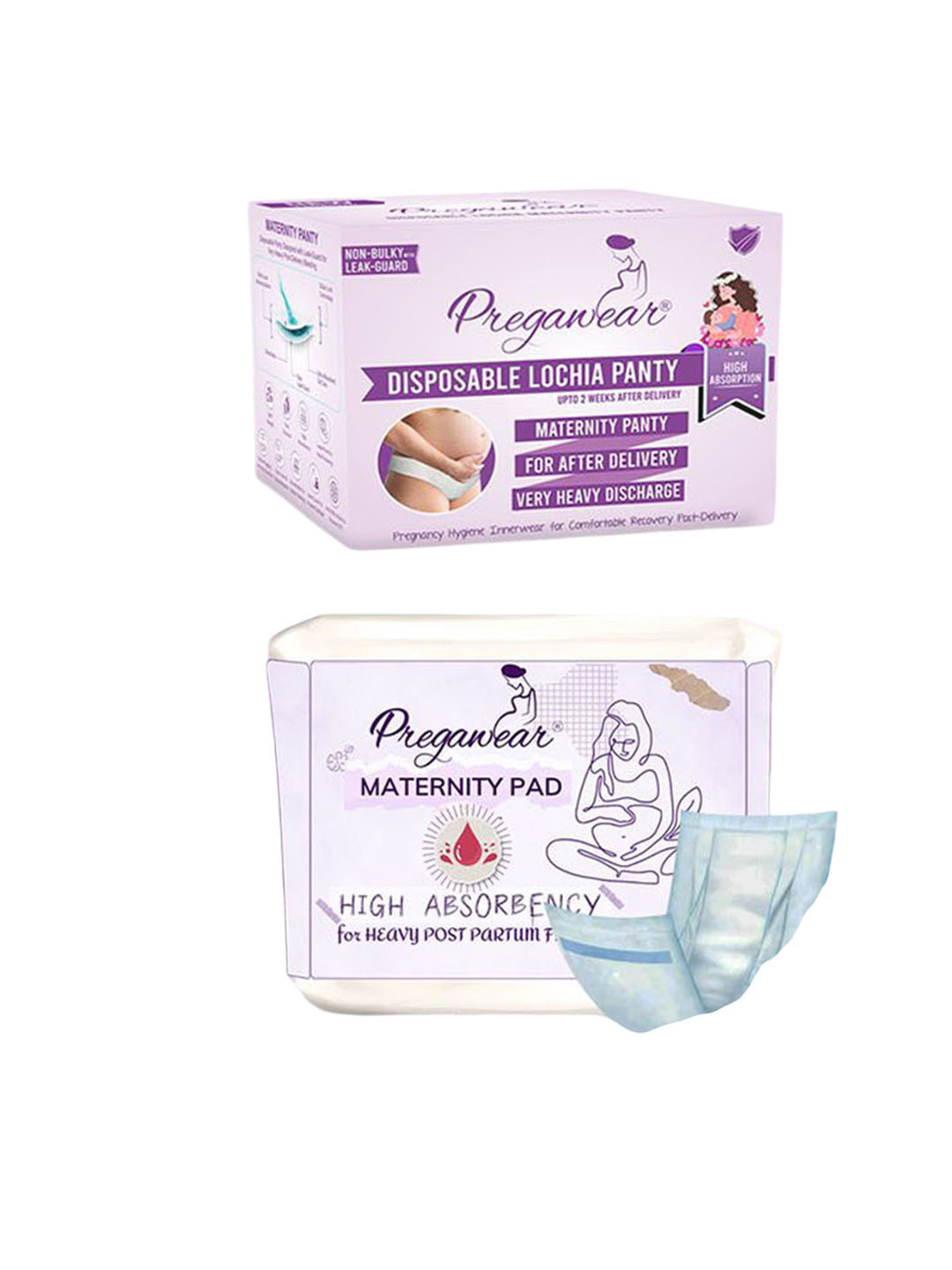 Pregawear 20-Pcs Post-Partum & 5-Pcs After Delivery Heavy Flow Maternity Disposal Briefs