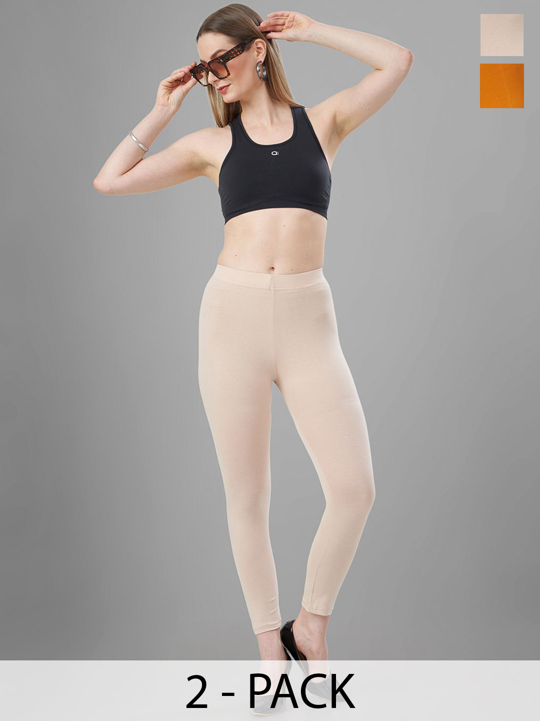 T19 Pack Of 2 4-Way Stretchable Ankle Length Leggings