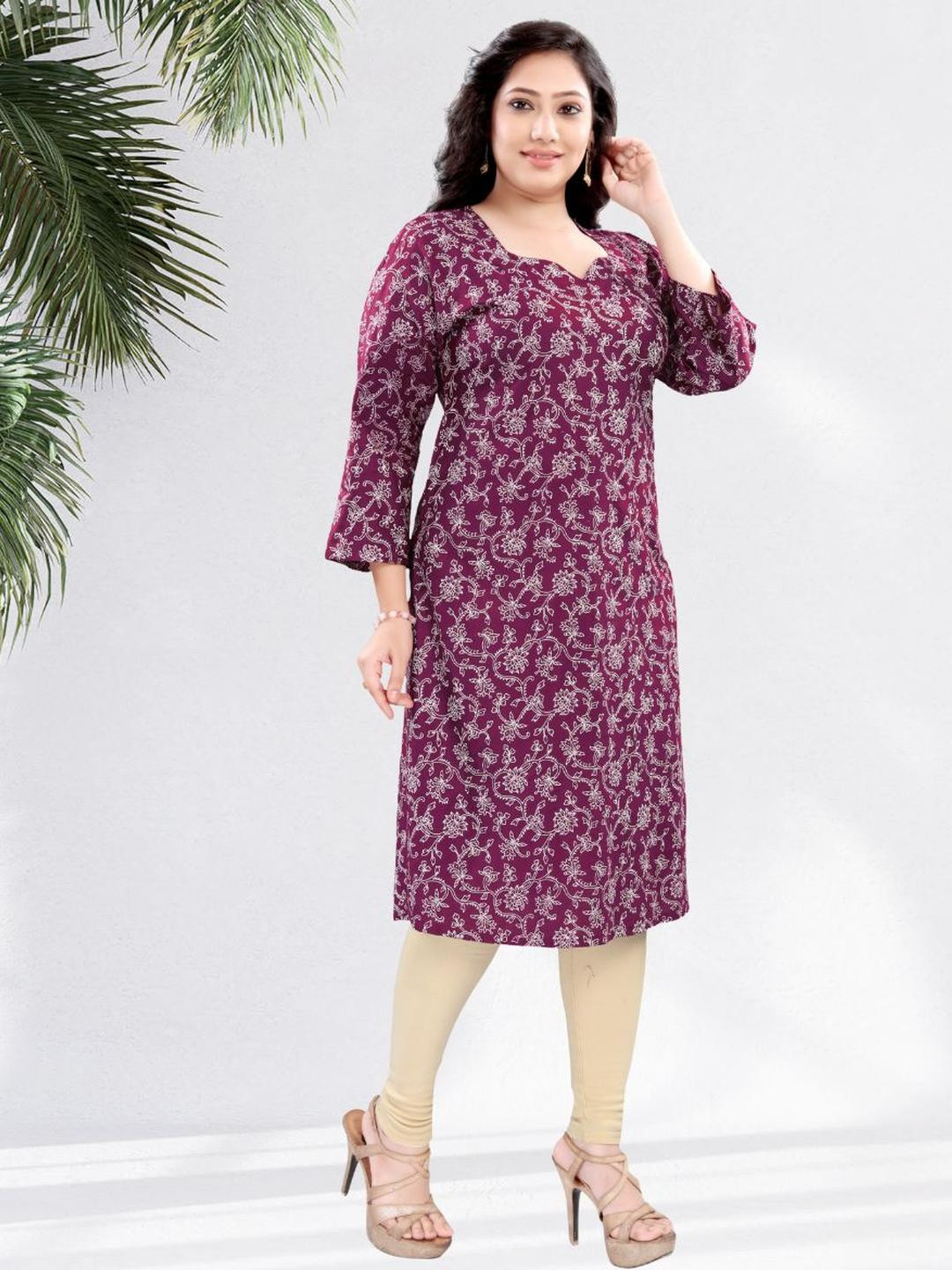 Kalamkari Printed Sweetheart Neck Kurti