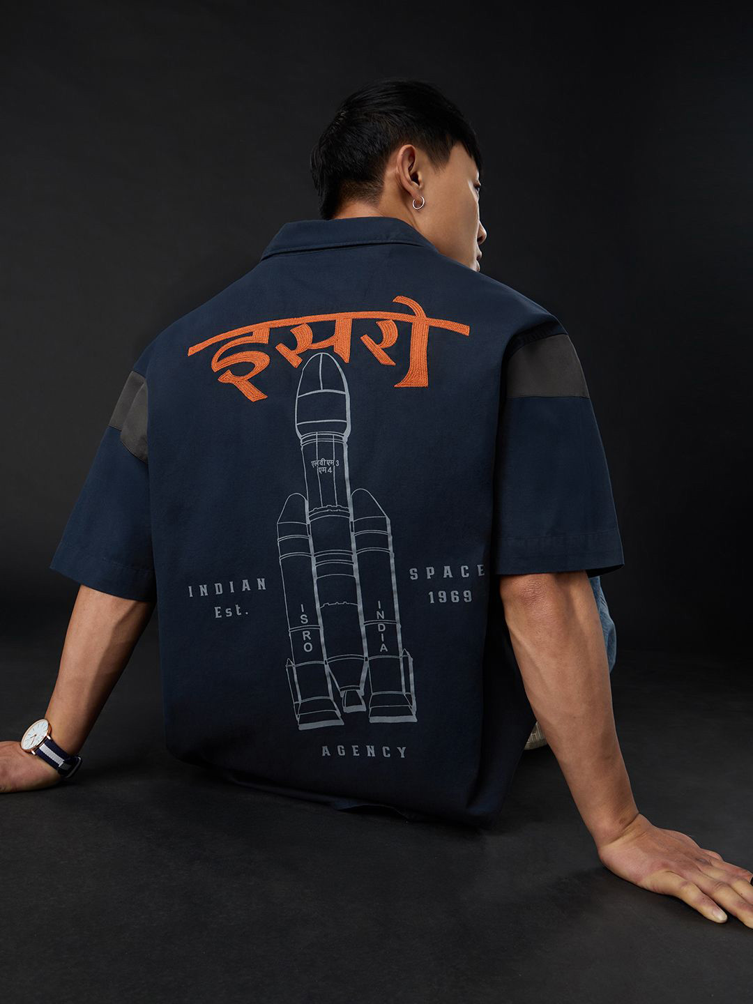 The Souled Store Oversized ISRO 1969 Printed Pure Cotton Casual Shirt