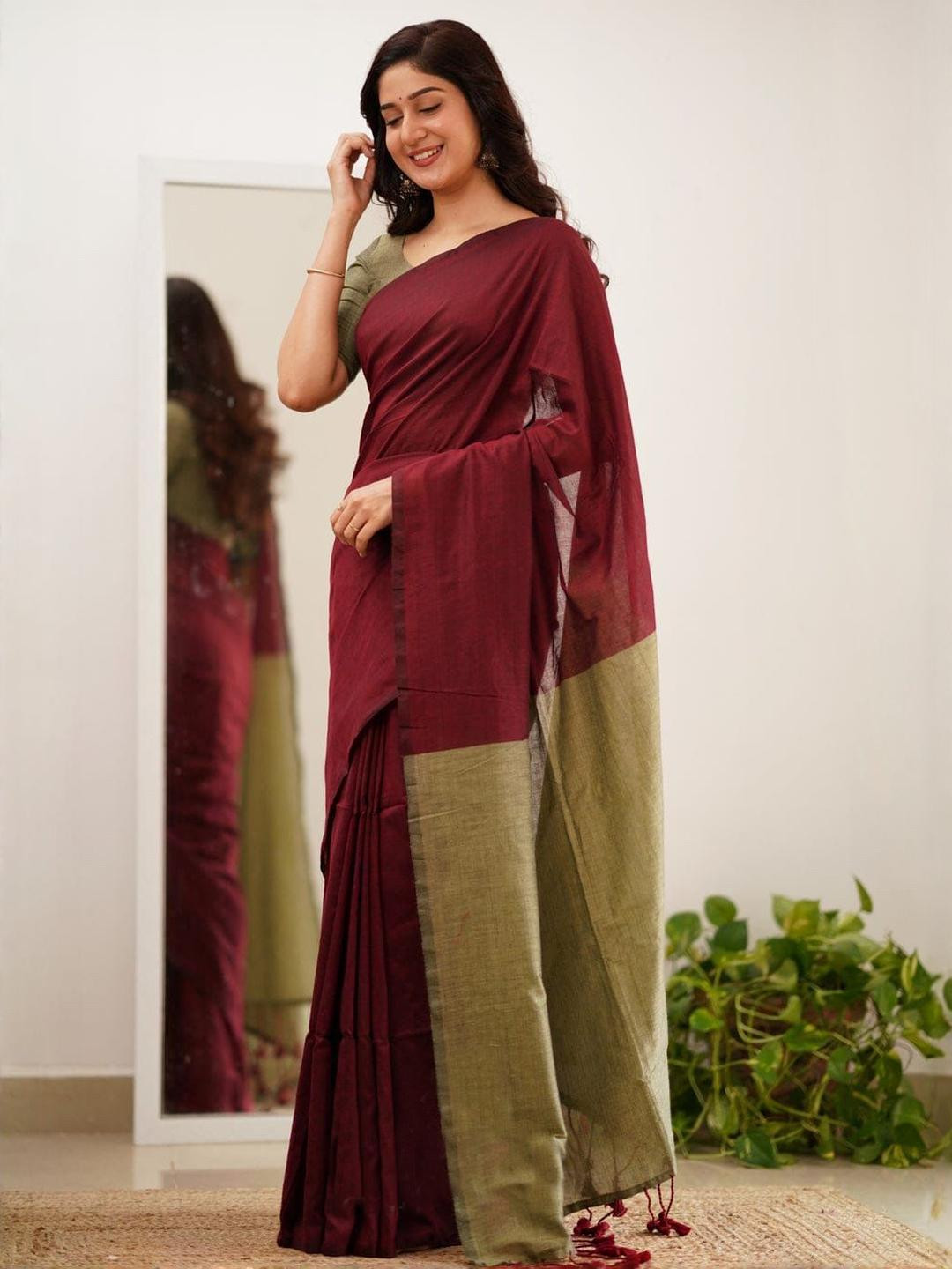 VILLE FASHION Kota Saree with Blouse Piece