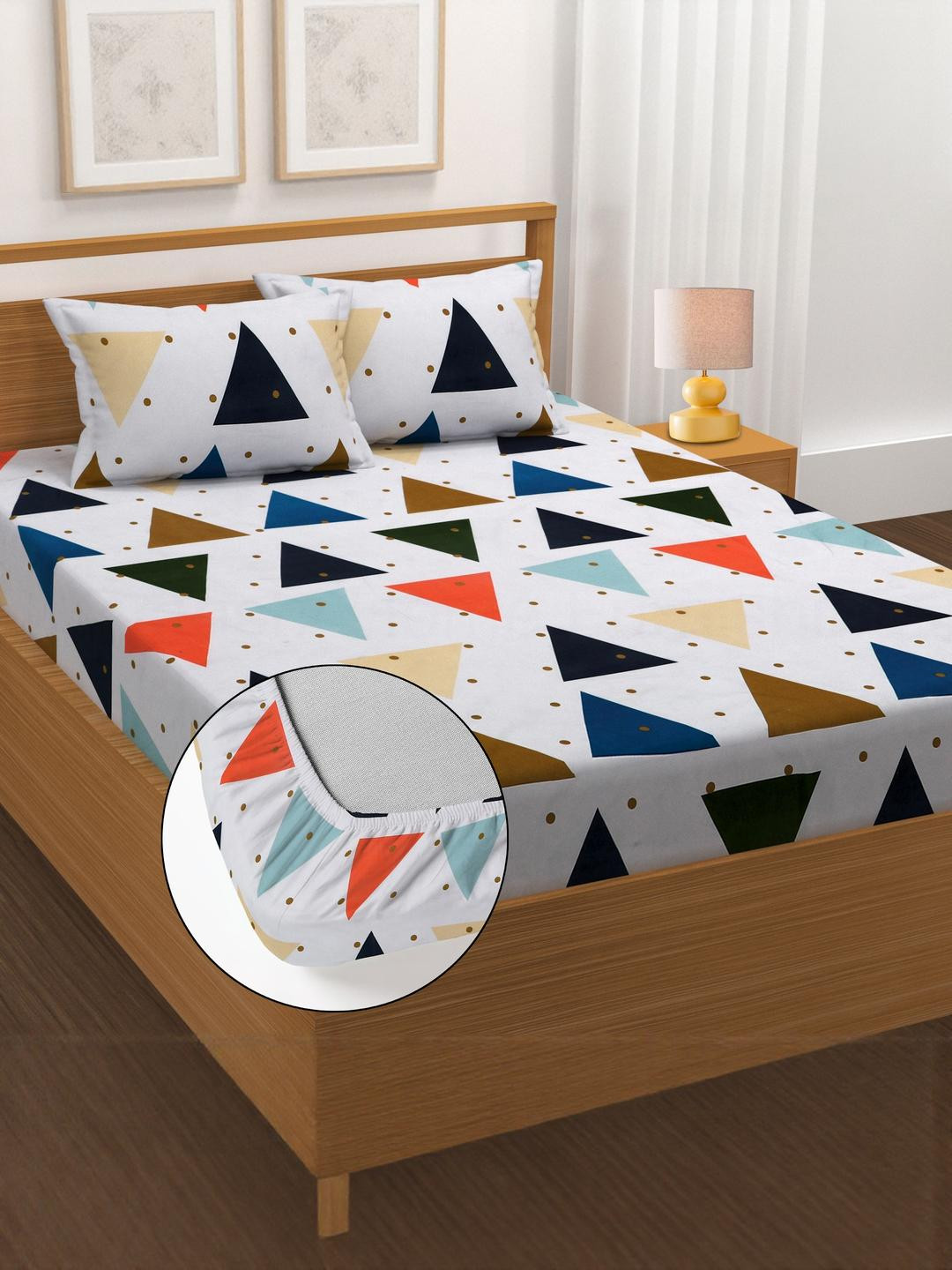 HIYANSHI HOME FURNISHING Printed Cotton King Size Fitted Bedsheet (72x78 inch)