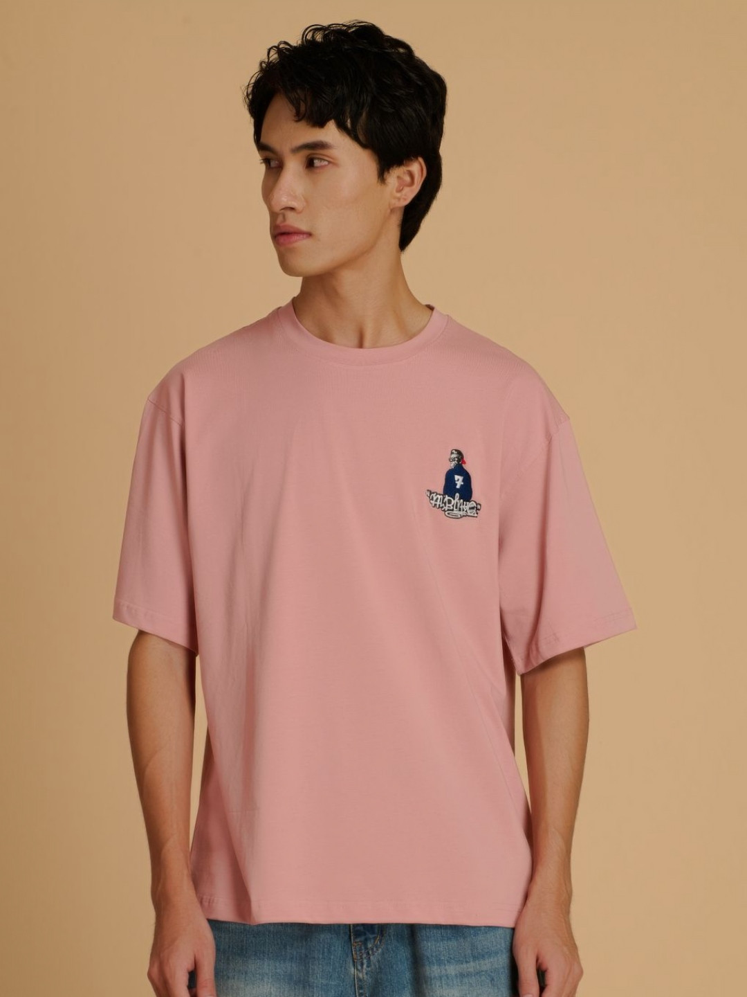 Albion By CnM Graphic Printed Round Neck Drop-Shoulder Sleeves Cotton T-shirt