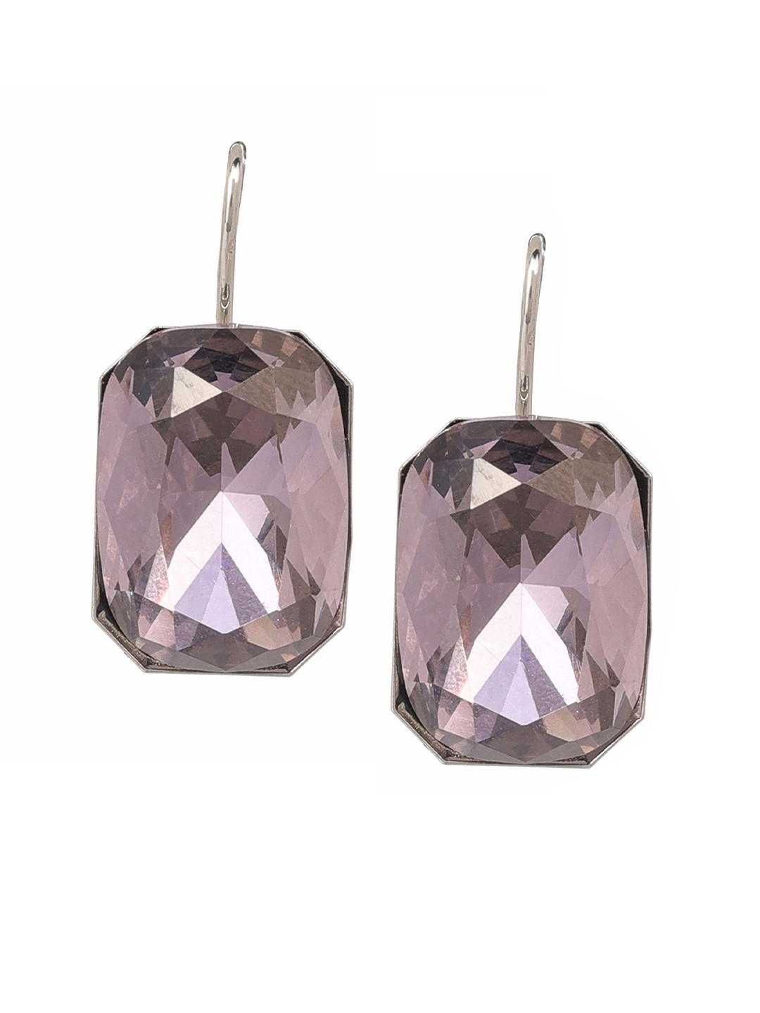 MINJI AND CO. Silver-Plated Artificial Stones Studded Octagon Shaped Studs