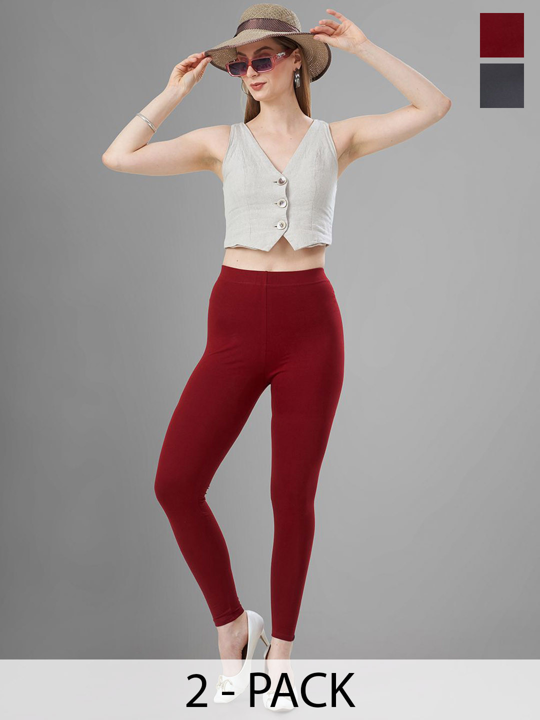 T19 Pack Of 2 4-Way Stretchable Ankle-LengthLeggings