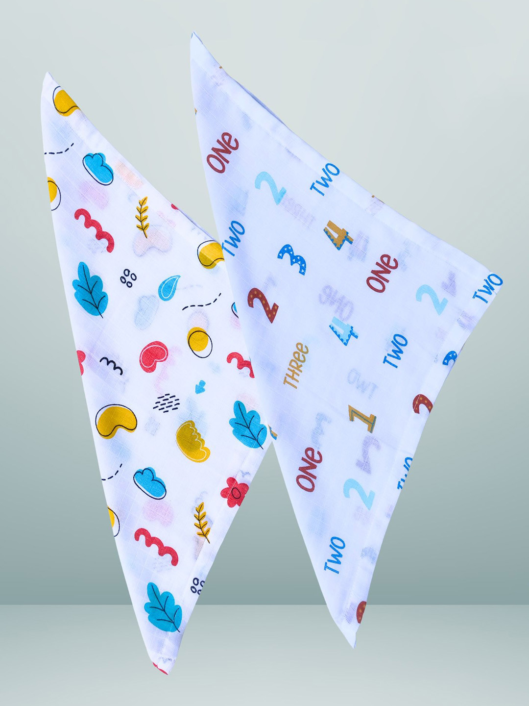 BAESD Infants Set Of 2 Printed Organic Muslin Cotton Wash Cloths