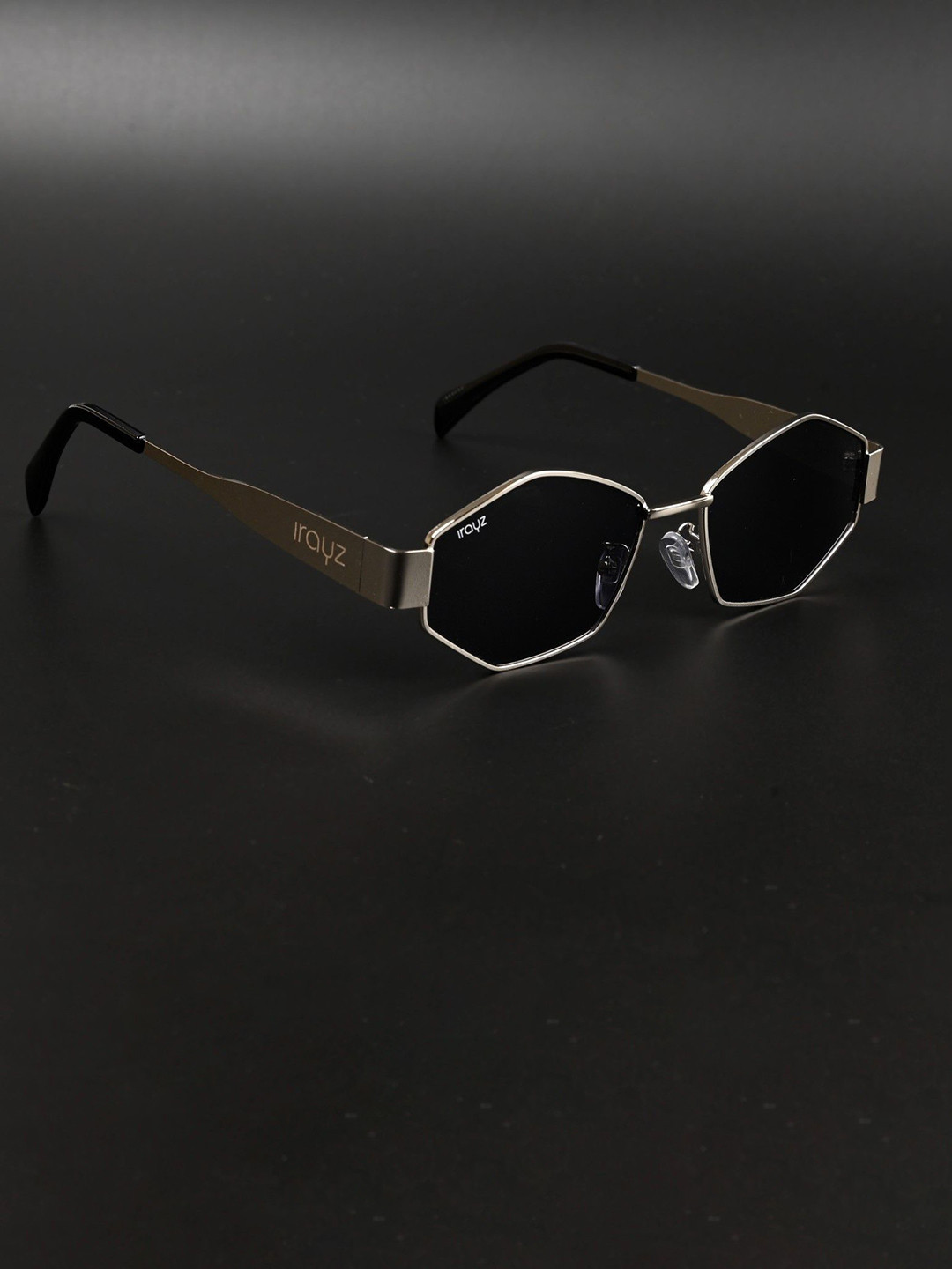 Irayz Unisex Sunglasses with UV Protected Lens RetroHexa-SIL-BLK