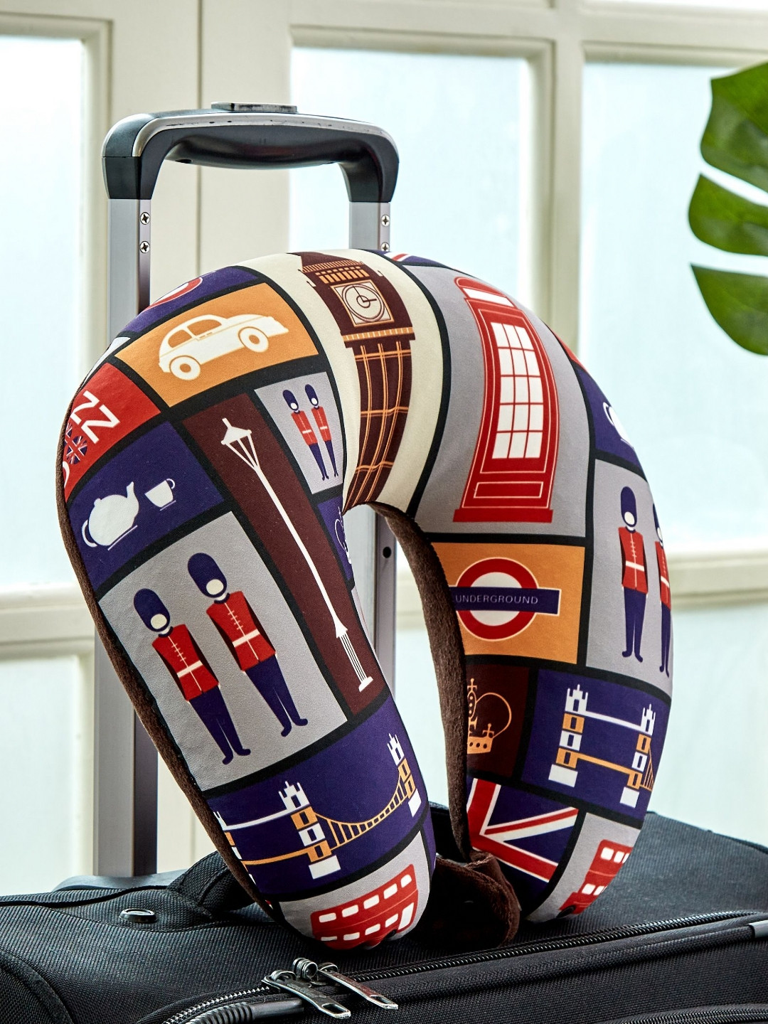 Home Centre Blue Graphic Printed Memory Foam Filled Soft Sleep Pillow