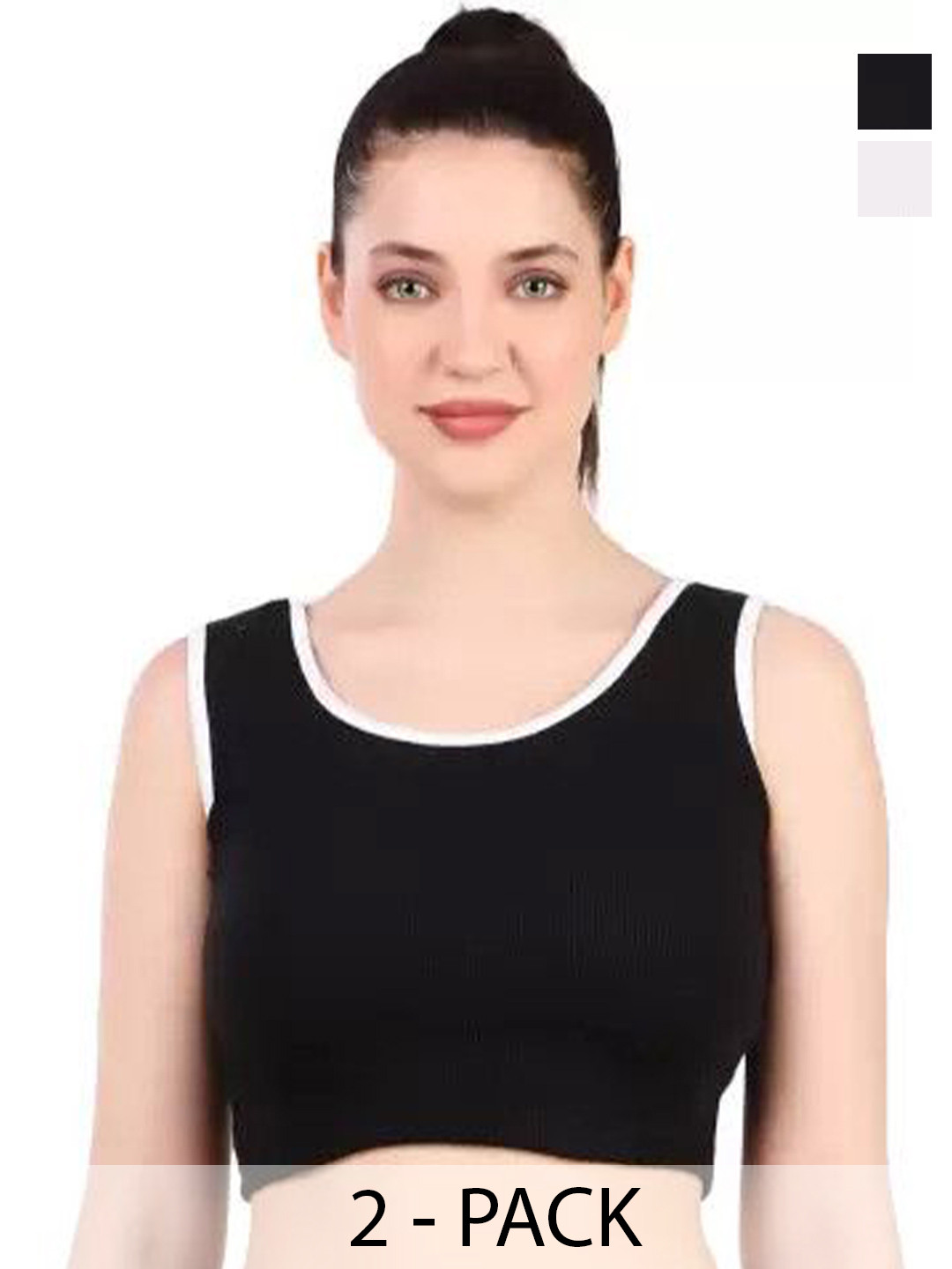 SRISARAS Women Pack of 2 Ribbed Cotton Bralette Crop Top