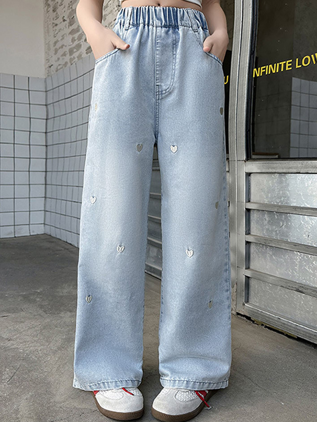 LULU & SKY Girls Straight Fit High-Rise No Fade Jeans