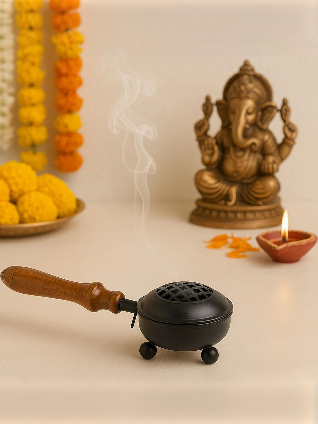 DigiRake Black Dhoop Dani Loban Burner Holder