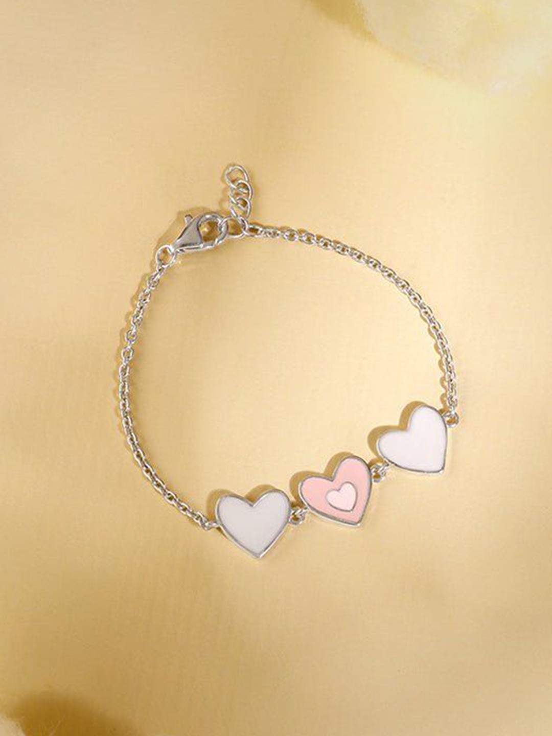 GIVA Girls 925 Silver Three Heart Charm Bracelet