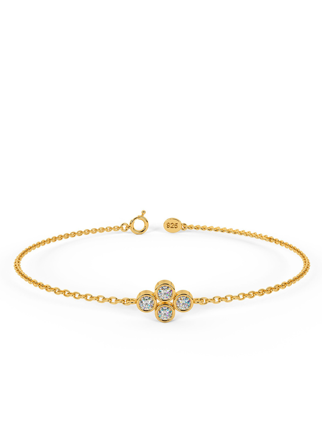 Whitehathi Women 925 Sterling Silver 18kt Gold Plated Daisy Zicron Bracelet