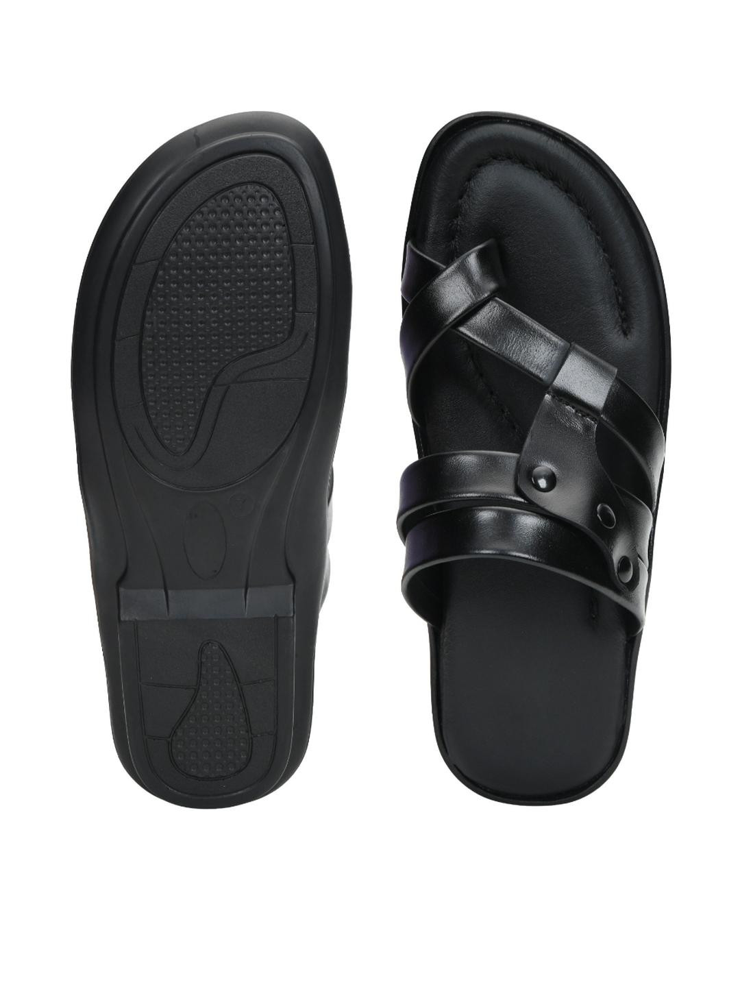 STEPHORN Men's Premium Cross-Strap Leather Slippers