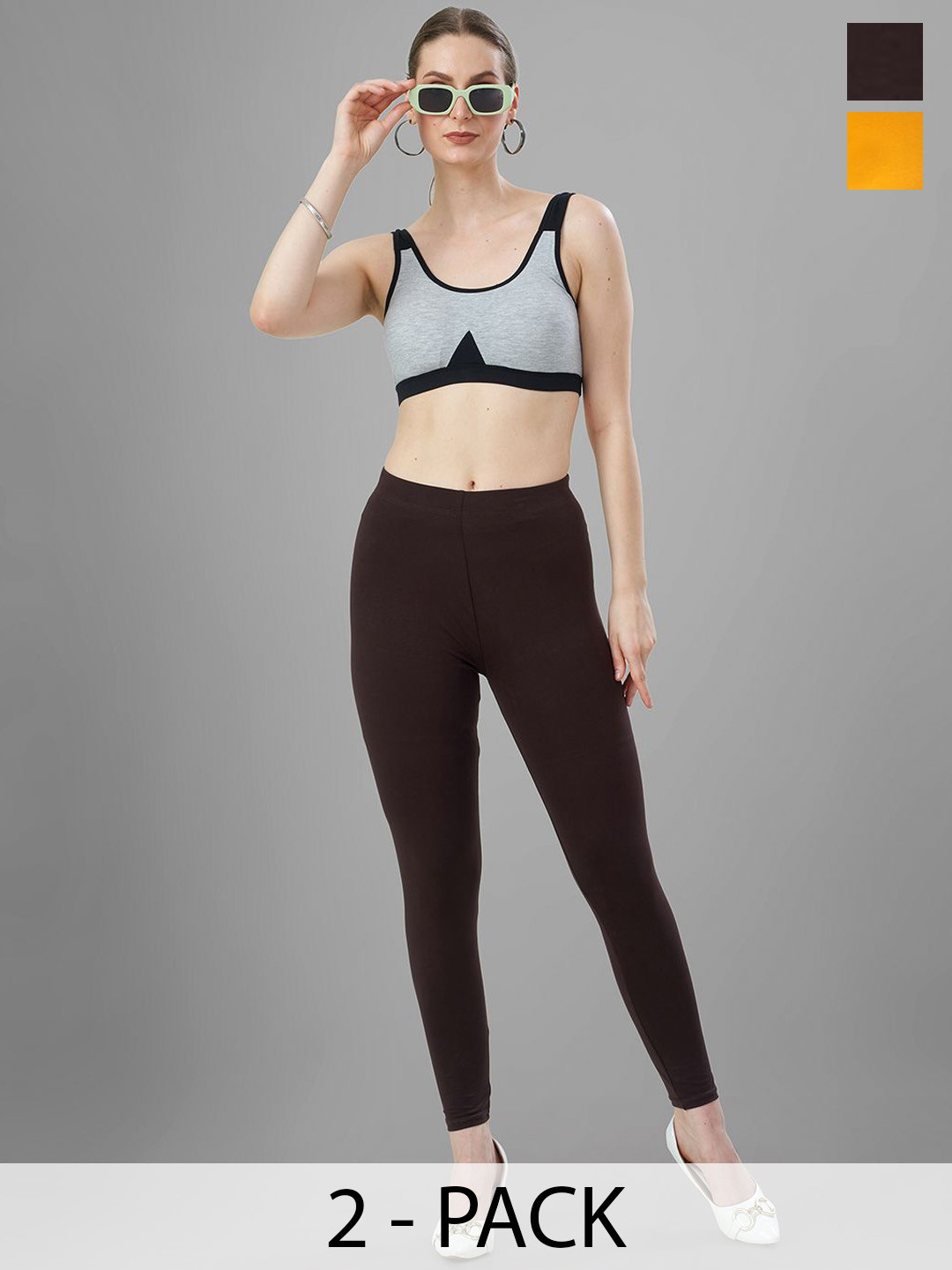 T19 Pack Of 2 4-Way Stretchable Ankle-LengthLeggings