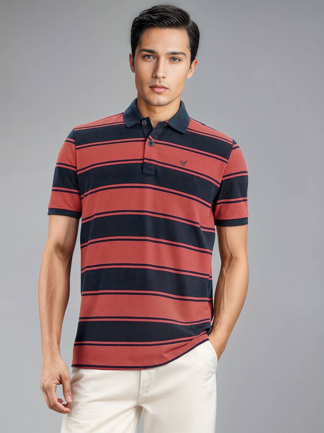 Blackberrys Striped Polo Collar Slim Fit T-shirt
