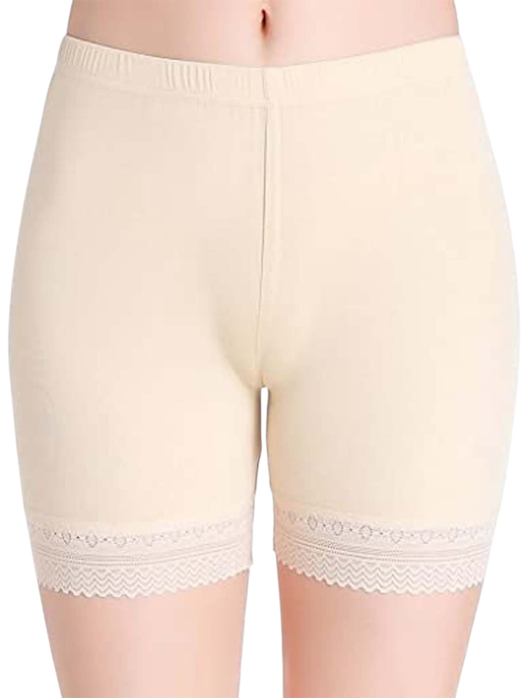 SHOPPY VILLA Women Seamless Mid-Rise Under Dress Rapid-Dry Regular Shorts With Lace Edge