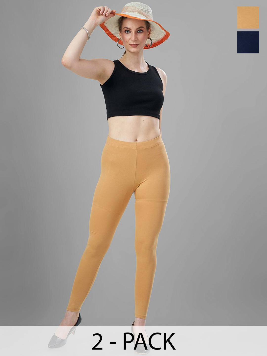 T19 Pack Of 2 4-Way Stretchable Ankle Length Leggings