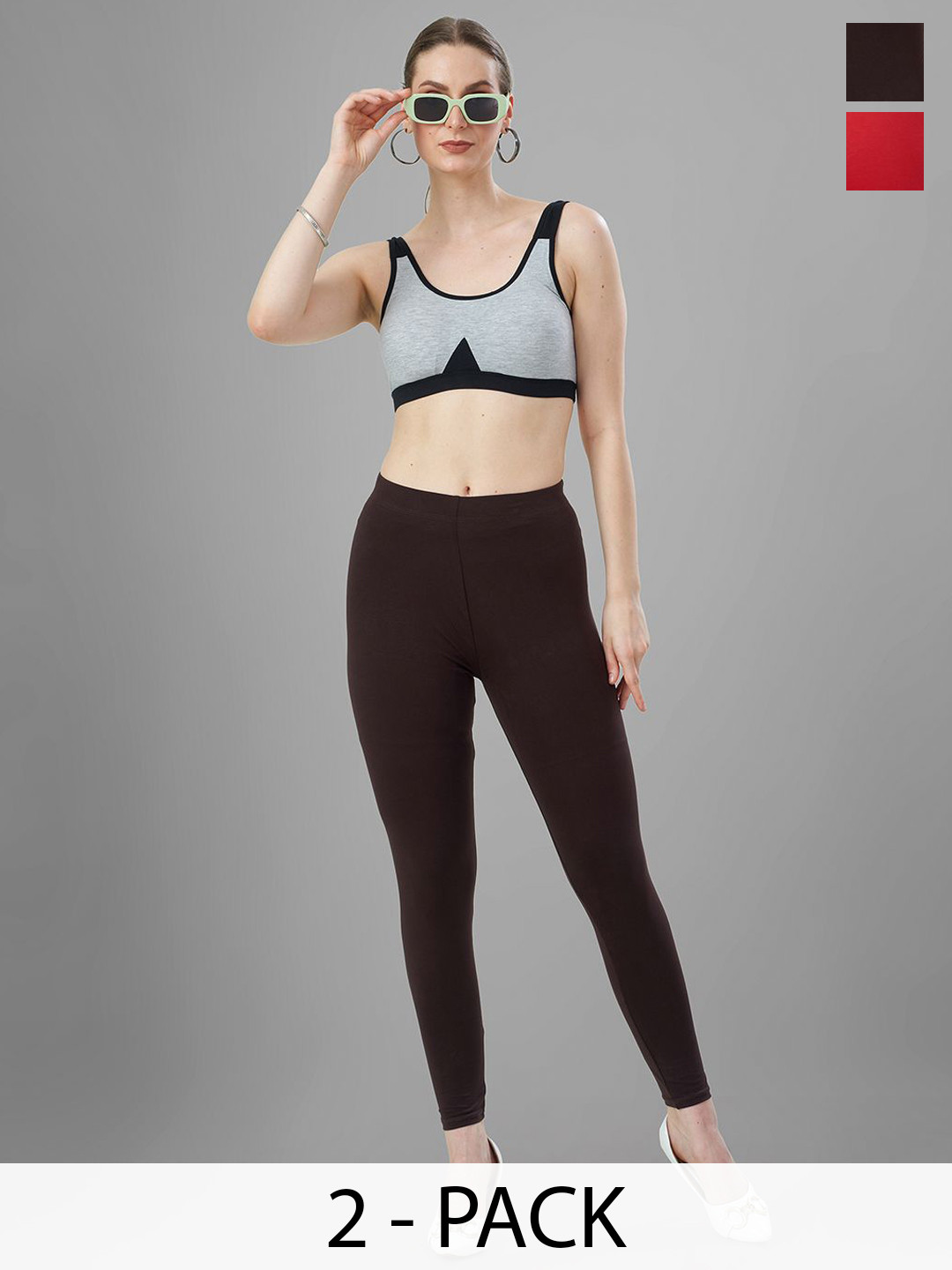 T19 Pack Of 2 4-Way Stretchable Ankle Length Leggings